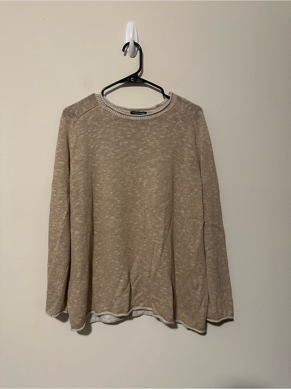 Eileen fisher Organic Cotton Linen Slub Top sweater beige tan size small - Picture 5 of 8